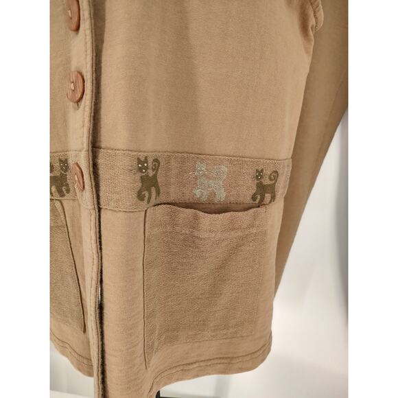 Viva City Woman's Pant Outfit Beige Vest + Pants Size XL Vintage Cat Picture USA - Picture 5 of 15